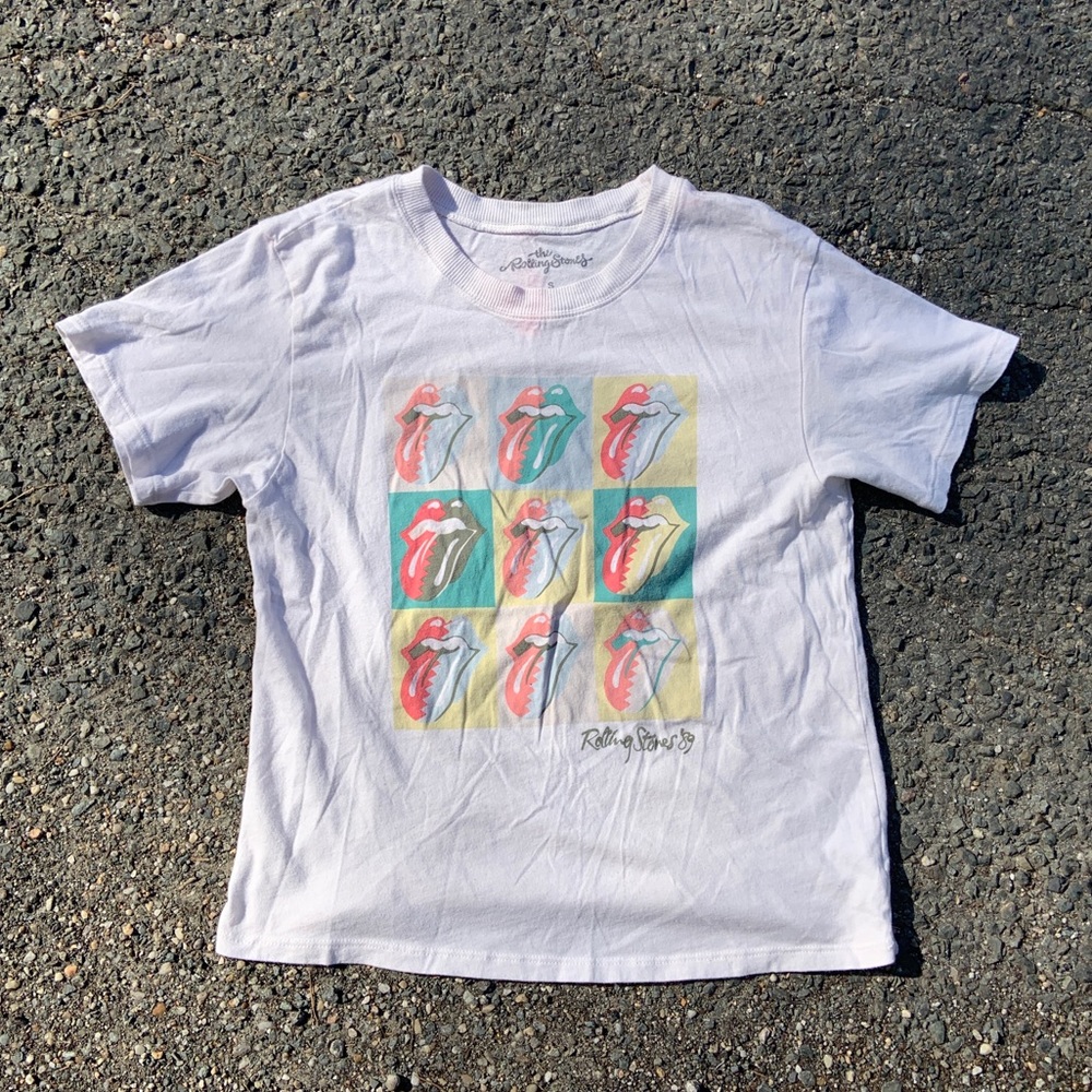 The Rolling Stones Short Sleeve Band Logo T-Shirt White Size Small